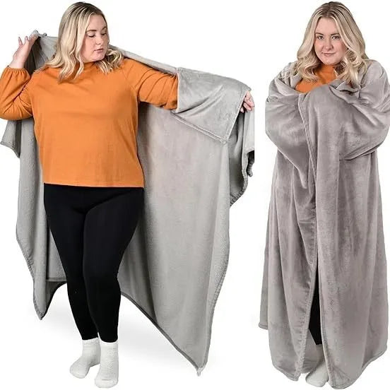 CozyGlow HugWrap – Wearable Plush Blanket with Sleeves & Pockets