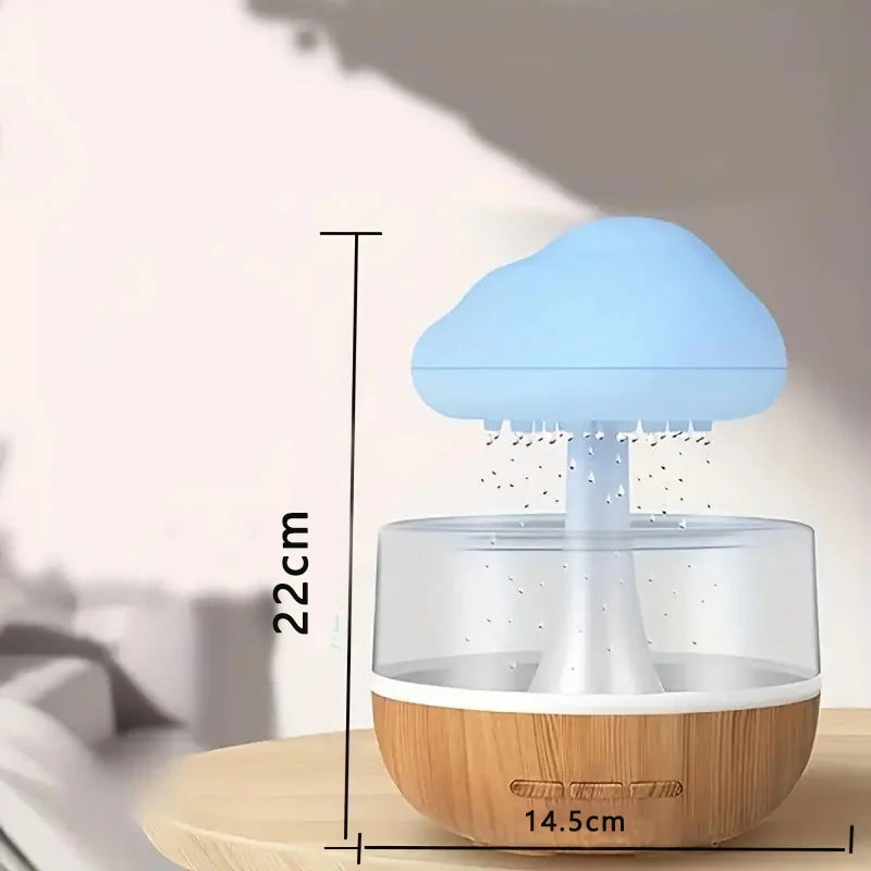 CozyGlow "Mushroom Cloud" No Mist Humidifier – Color-Changing Rain Diffuser