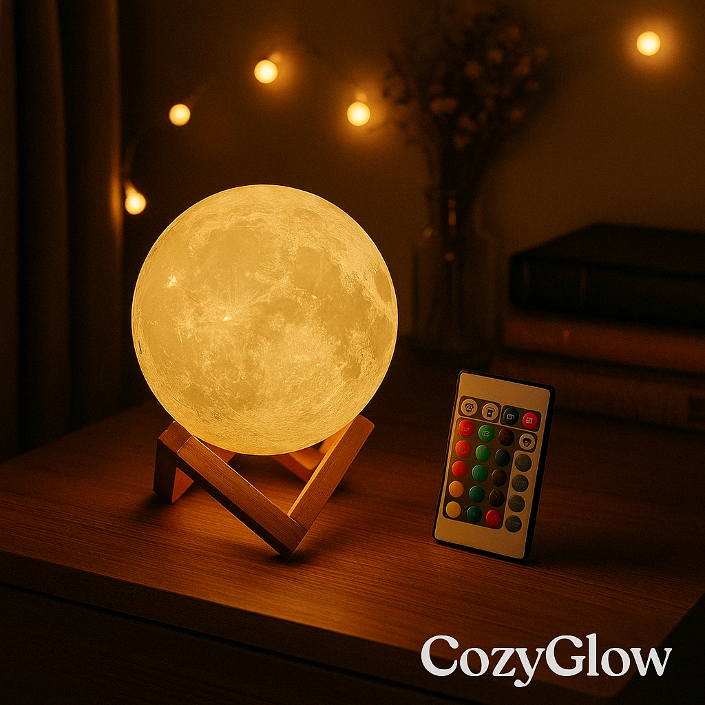 CozyGlow LunaTouch Moon Lamp – 3D Printed Lunar Light with Remote