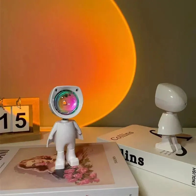 CozyGlow Robo-Astronaut Sunset Projector Lamp