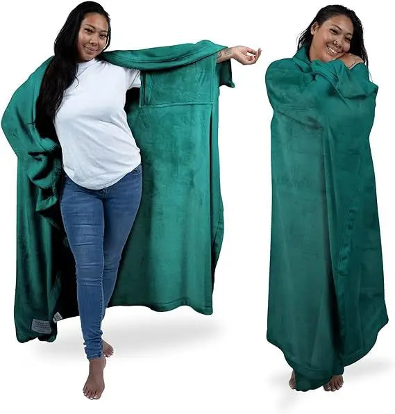 CozyGlow HugWrap – Wearable Plush Blanket with Sleeves & Pockets