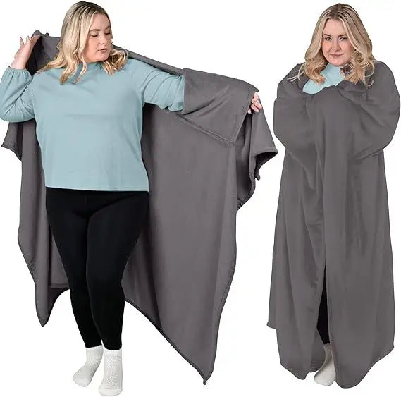 CozyGlow HugWrap – Wearable Plush Blanket with Sleeves & Pockets