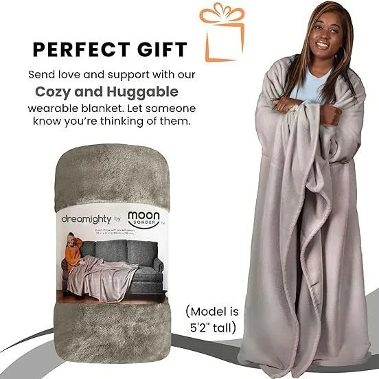 CozyGlow HugWrap – Wearable Plush Blanket with Sleeves & Pockets