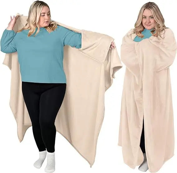 CozyGlow HugWrap – Wearable Plush Blanket with Sleeves & Pockets